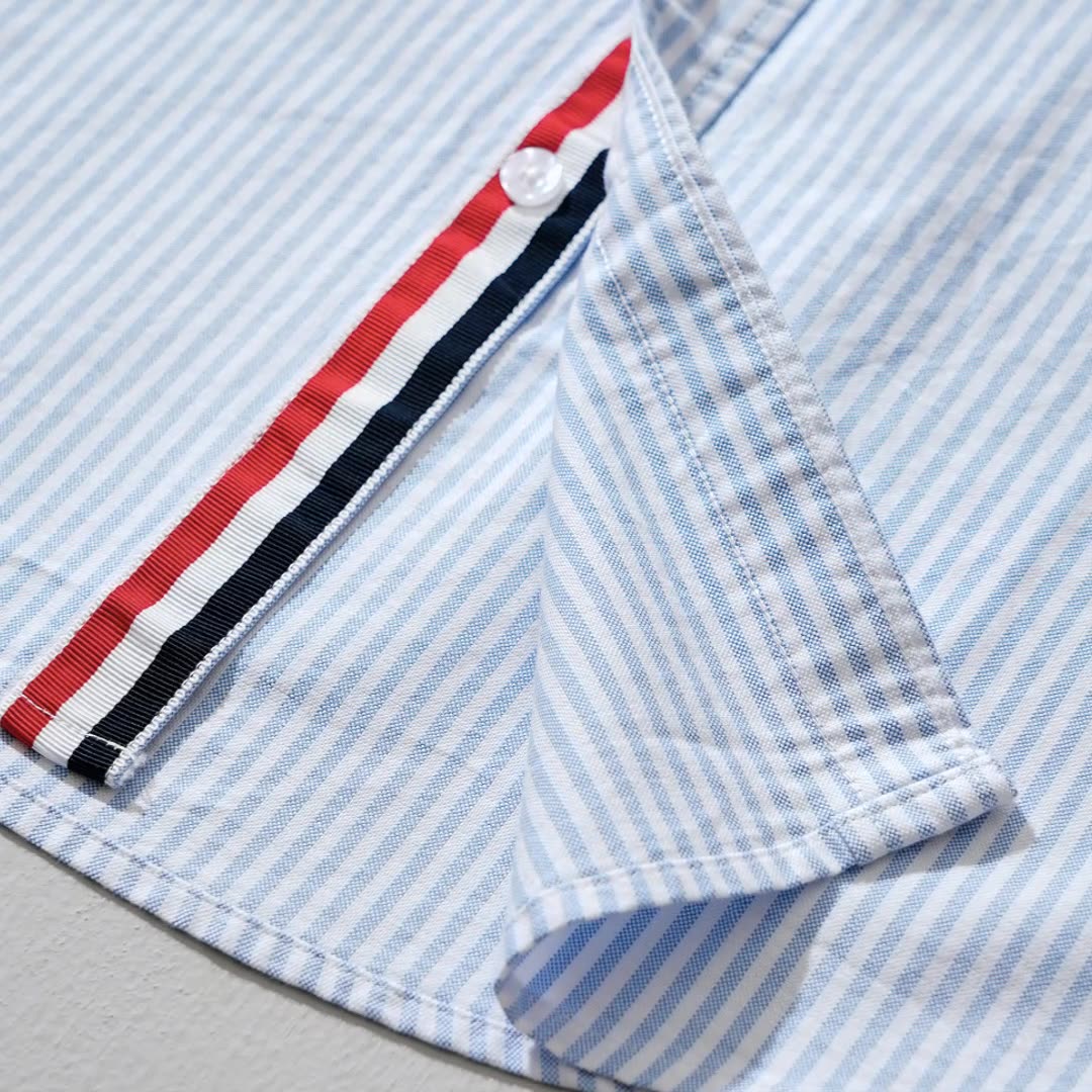 Julian | Tailored Long Sleeve Button-Up with Vertical Stripes
