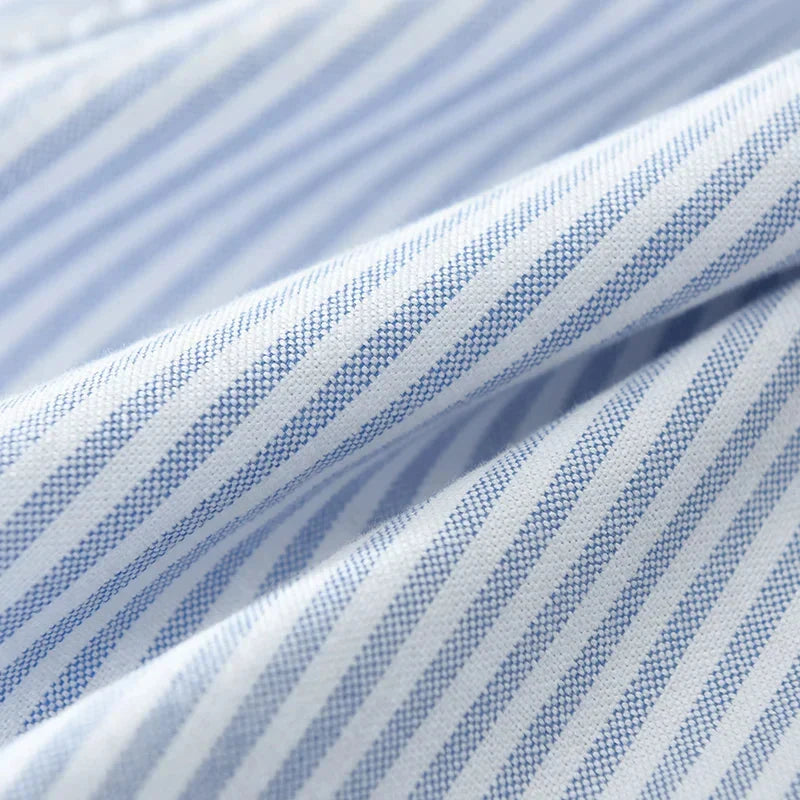 Julian | Tailored Long Sleeve Button-Up with Vertical Stripes