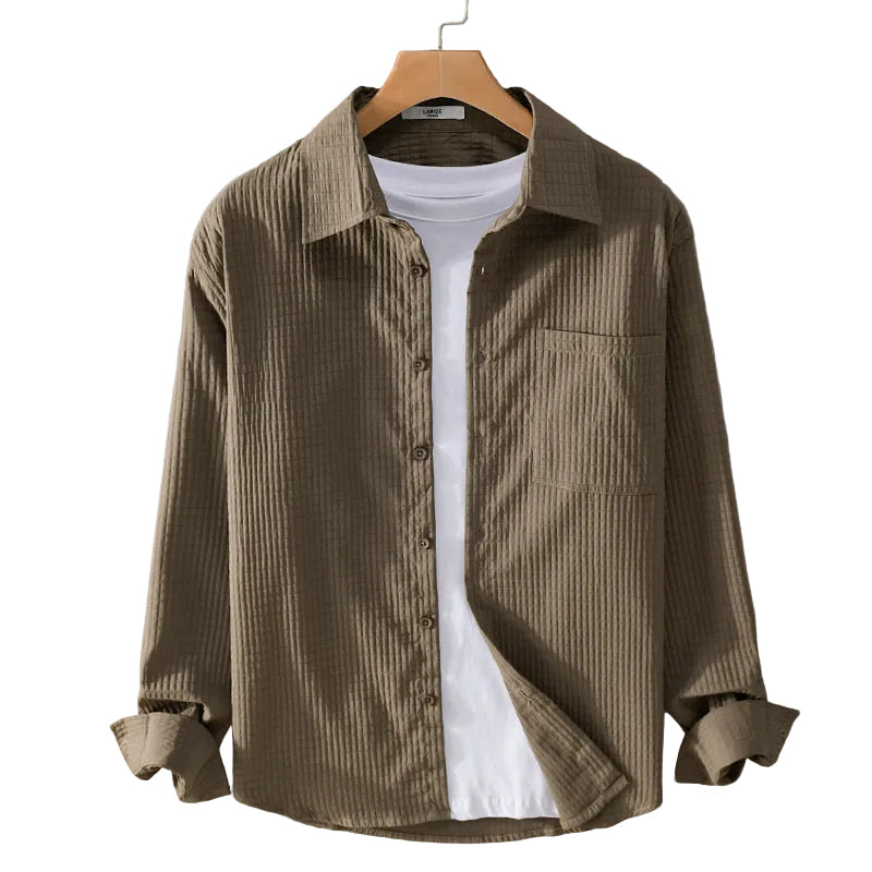 Luca | Textured Waffle Button-Up Shirt with Pocket