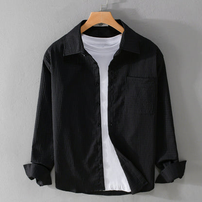 Luca | Textured Waffle Button-Up Shirt with Pocket
