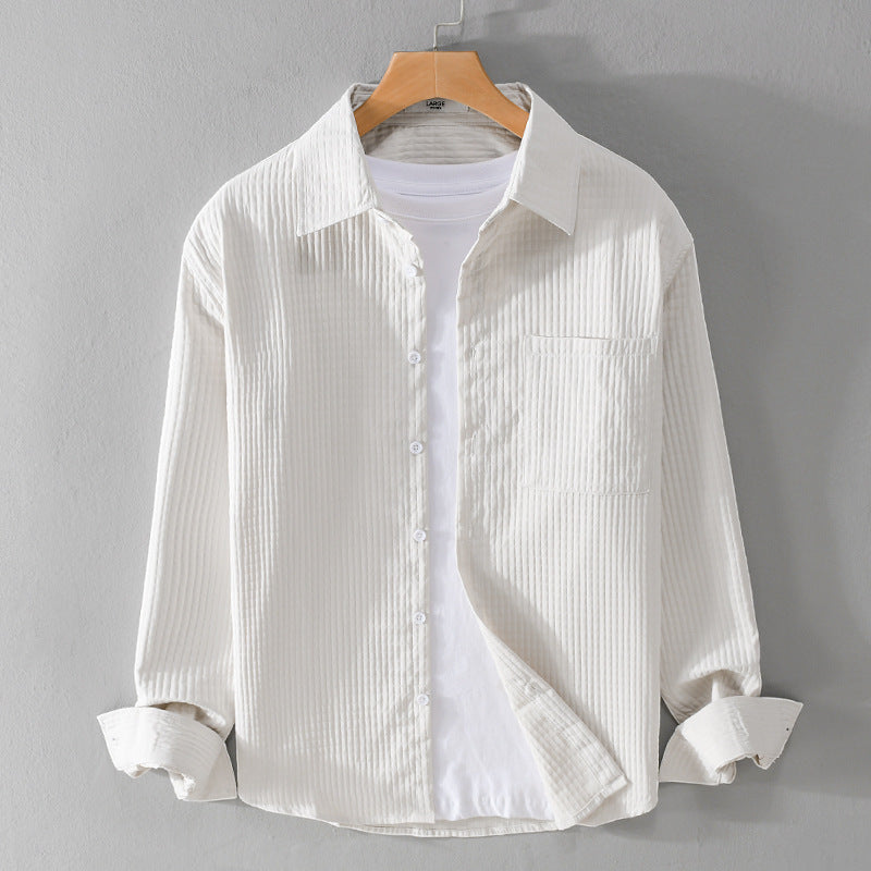 Luca | Textured Waffle Button-Up Shirt with Pocket