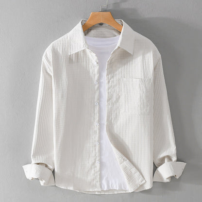 Luca | Textured Waffle Button-Up Shirt with Pocket