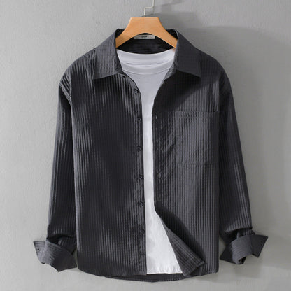 Luca | Textured Waffle Button-Up Shirt with Pocket