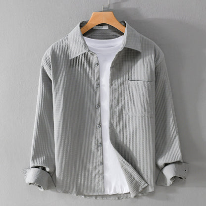 Luca | Textured Waffle Button-Up Shirt with Pocket