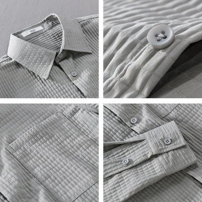 Luca | Textured Waffle Button-Up Shirt with Pocket