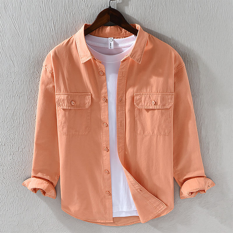 Luca | Tailored Long Sleeve Button-Up Shirt with Dual Chest Pockets