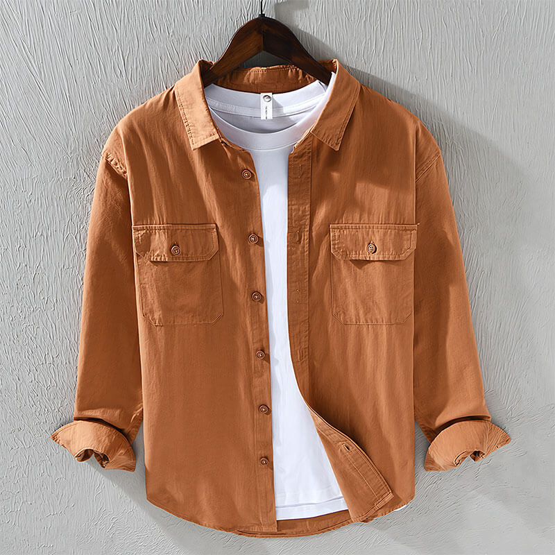 Luca | Tailored Long Sleeve Button-Up Shirt with Dual Chest Pockets