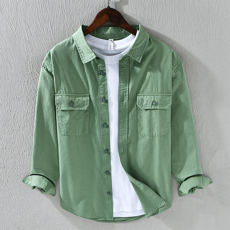 Luca | Tailored Long Sleeve Button-Up Shirt with Dual Chest Pockets