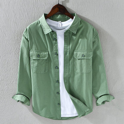 Luca | Tailored Long Sleeve Button-Up Shirt with Dual Chest Pockets