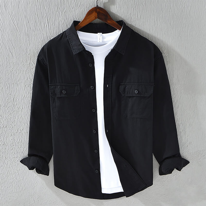 Luca | Tailored Long Sleeve Button-Up Shirt with Dual Chest Pockets