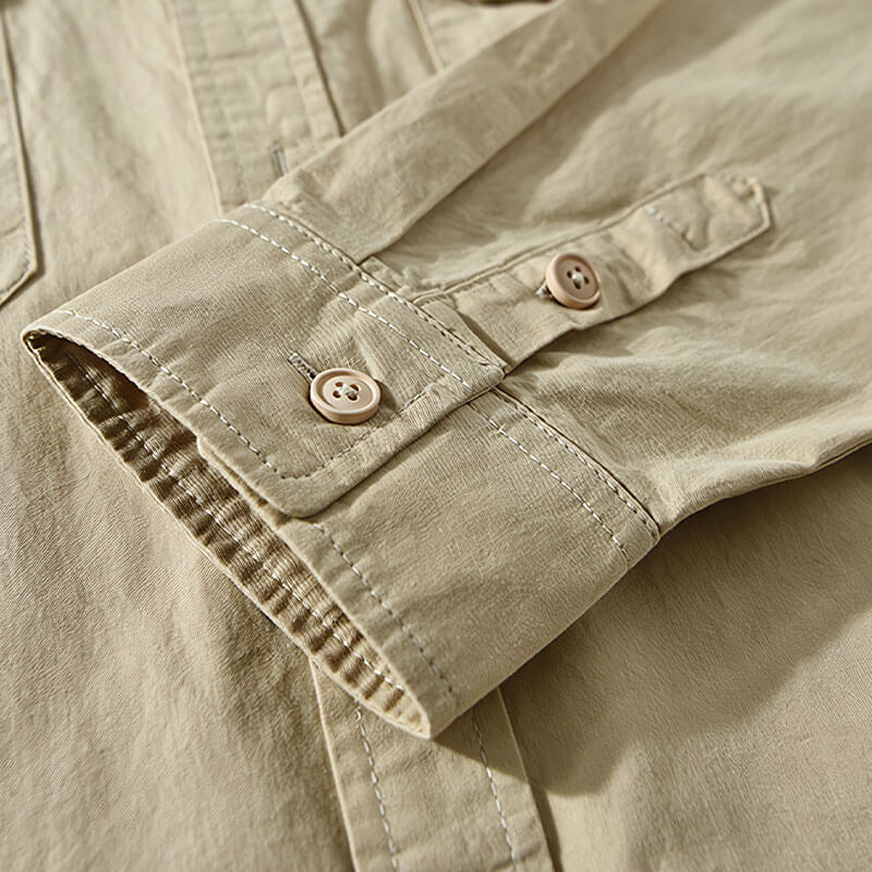 Luca | Tailored Long Sleeve Button-Up Shirt with Dual Chest Pockets