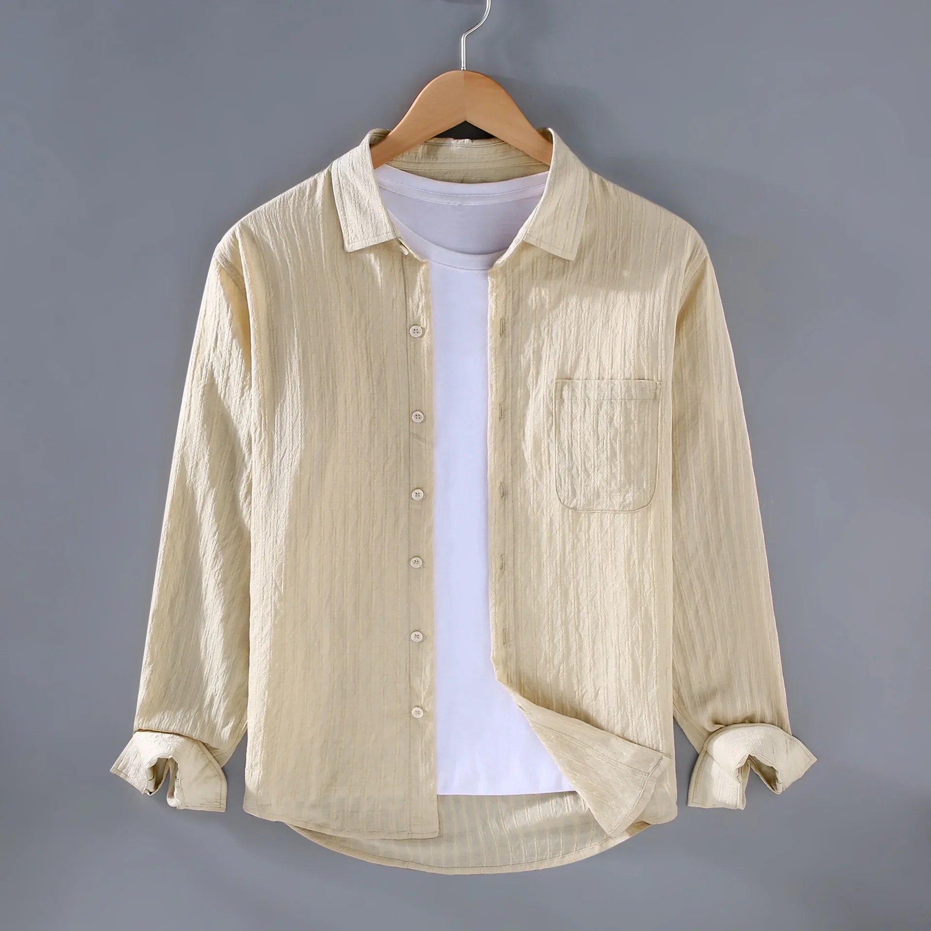 Luca | Textured Vertical Stripe Button-Up Shirt