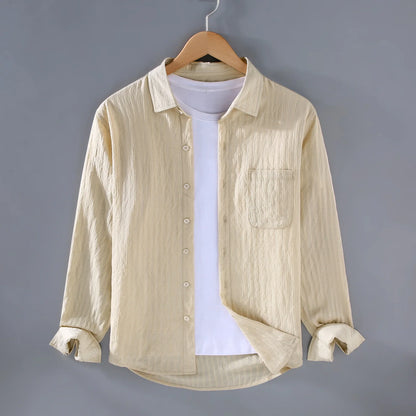 Luca | Textured Vertical Stripe Button-Up Shirt