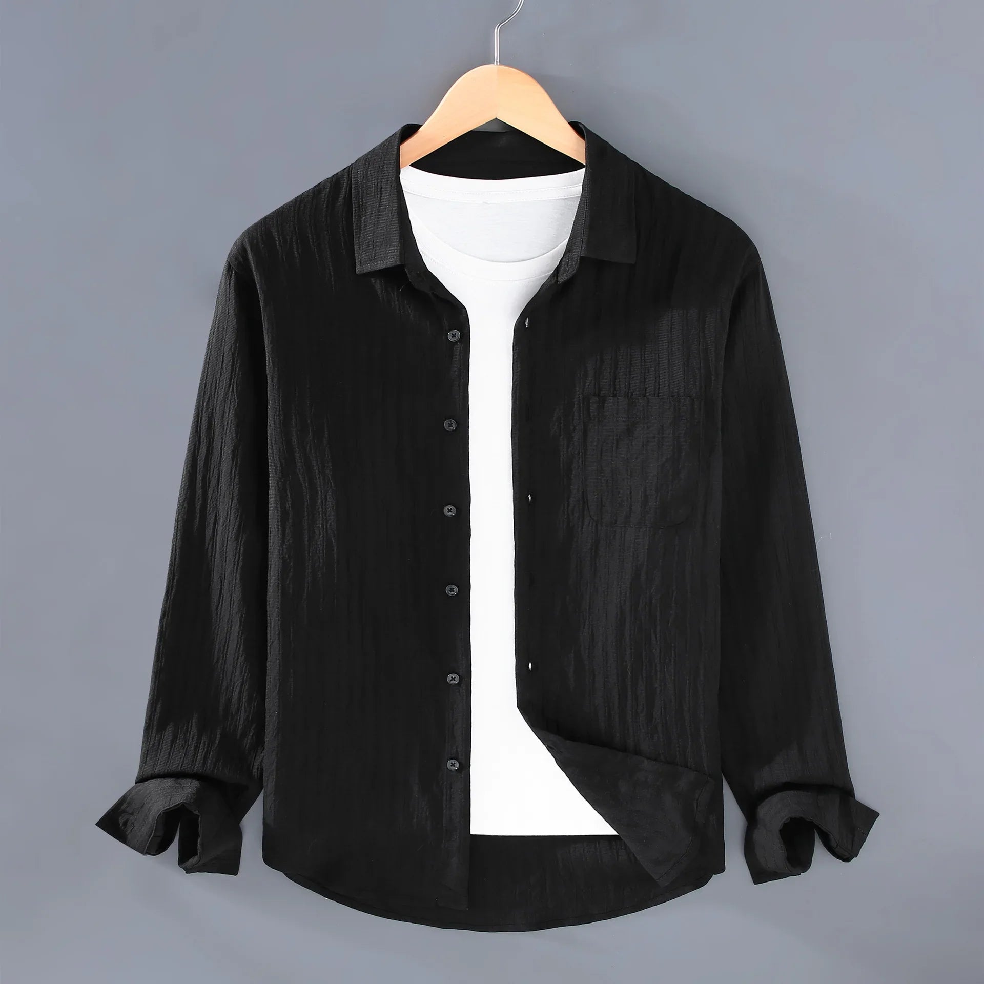 Luca | Textured Vertical Stripe Button-Up Shirt