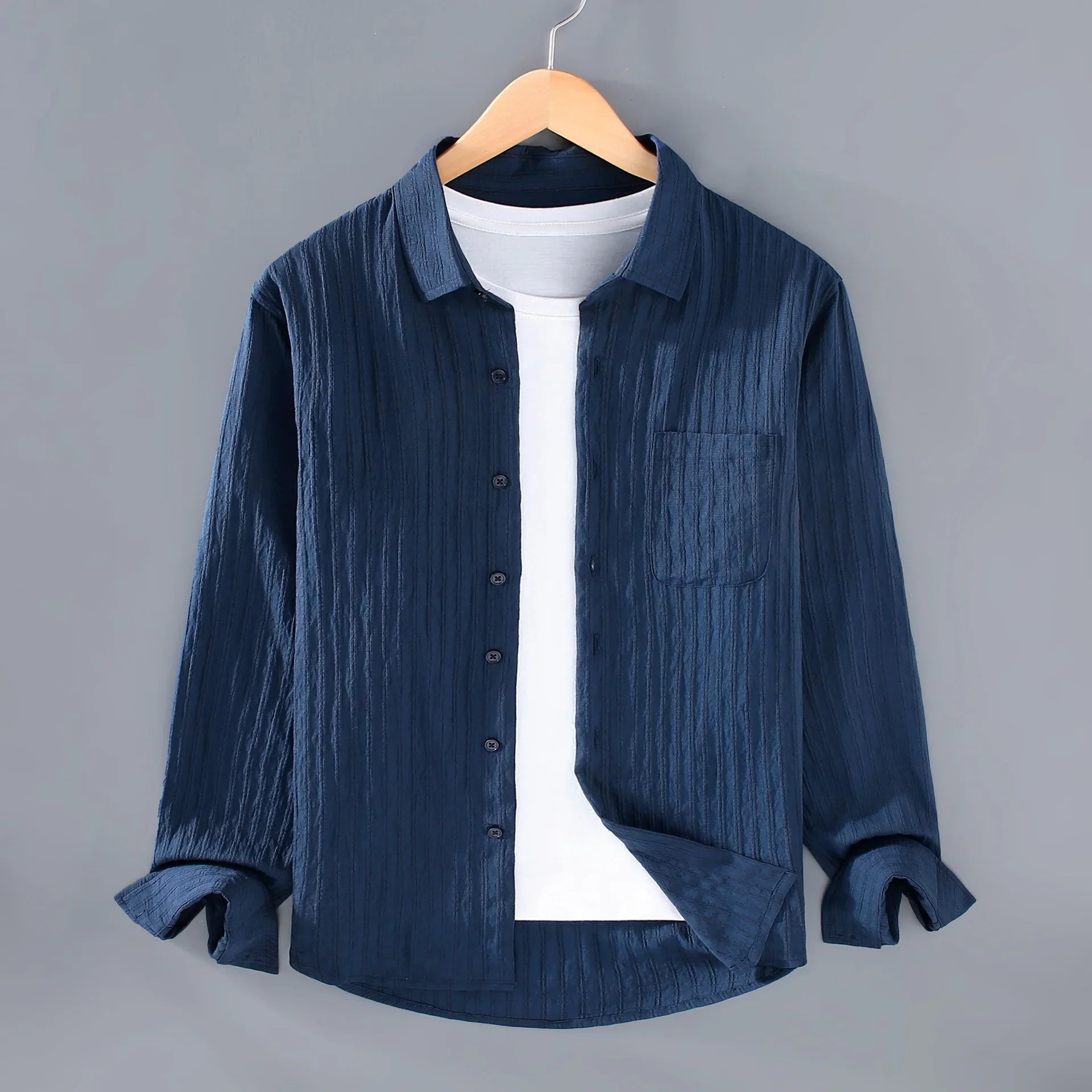 Luca | Textured Vertical Stripe Button-Up Shirt