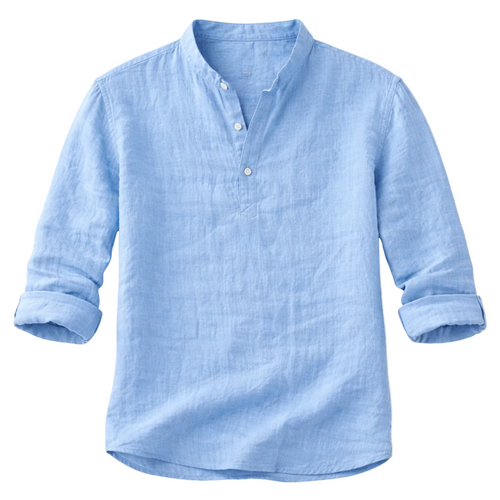 Luca | Luxe Long Sleeve Henley with Band Collar