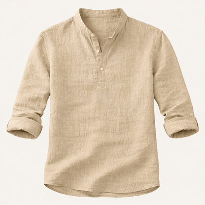Luca | Luxe Long Sleeve Henley with Band Collar