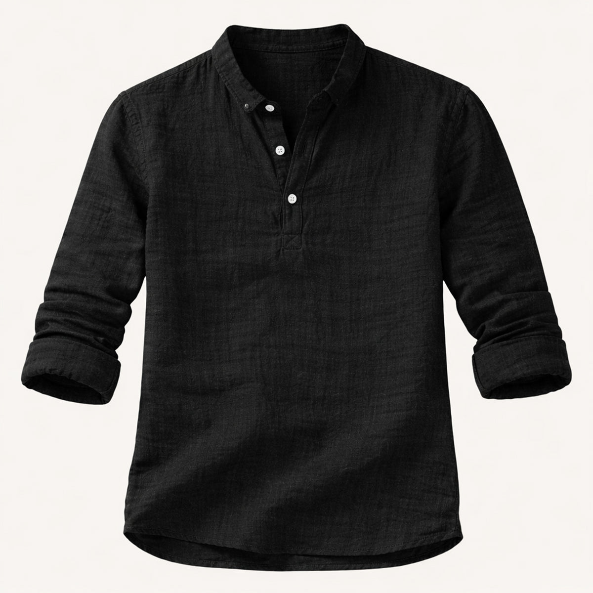 Luca | Luxe Long Sleeve Henley with Band Collar