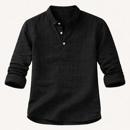 Luca | Luxe Long Sleeve Henley with Band Collar