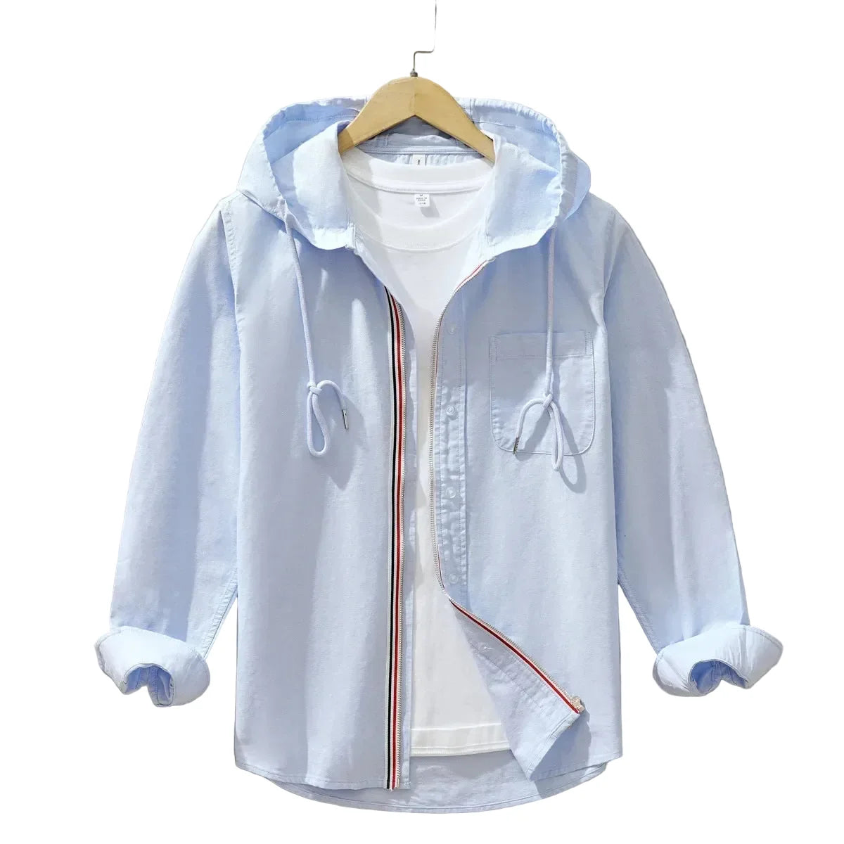 Luca | Luxe Hooded Zip-Up Shirt with Contrast Trim