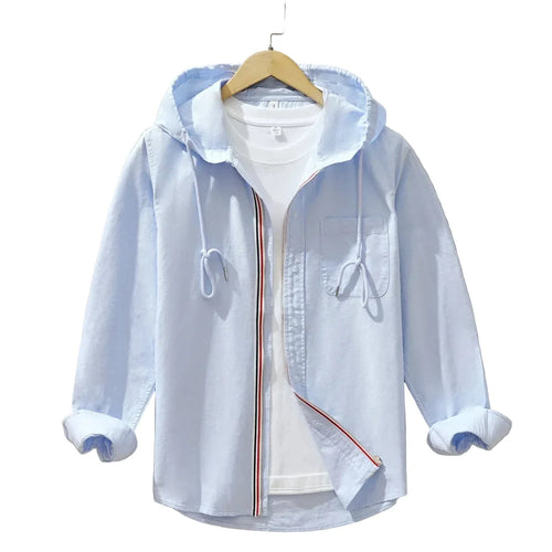 Luca | Luxe Hooded Zip-Up Shirt with Contrast Trim