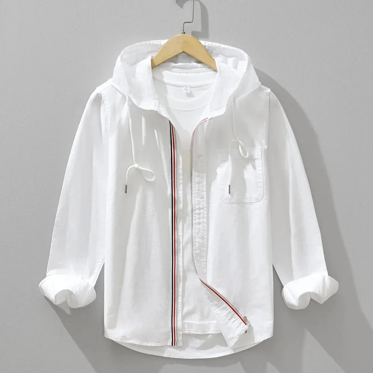 Luca | Luxe Hooded Zip-Up Shirt with Contrast Trim