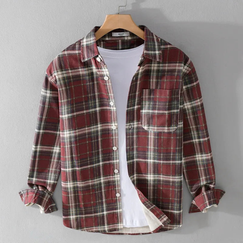 Luca | Tailored Long Sleeve Plaid Shirt with Chest Pocket