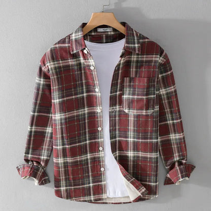 Luca | Tailored Long Sleeve Plaid Shirt with Chest Pocket