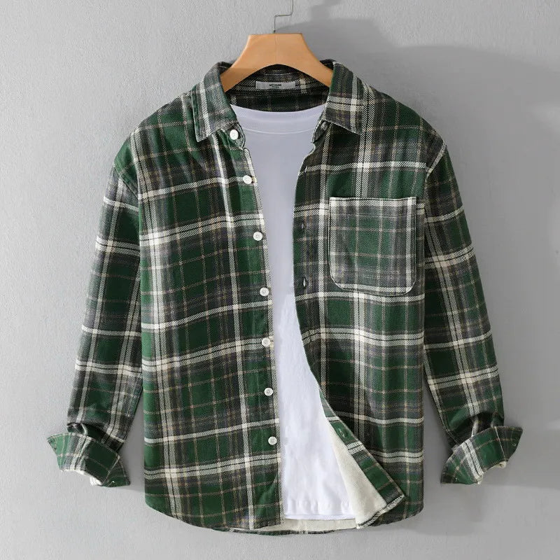 Luca | Tailored Long Sleeve Plaid Shirt with Chest Pocket