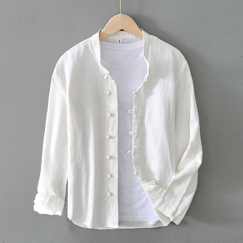Luca | Tailored Long Sleeve Shirt with Stand Collar