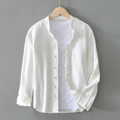 Luca | Tailored Long Sleeve Shirt with Stand Collar