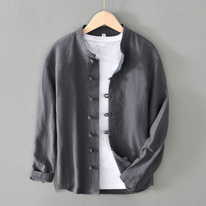 Luca | Tailored Long Sleeve Shirt with Stand Collar