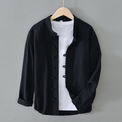 Luca | Tailored Long Sleeve Shirt with Stand Collar