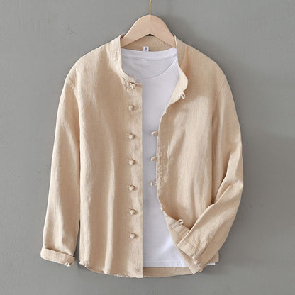 Luca | Tailored Long Sleeve Shirt with Stand Collar