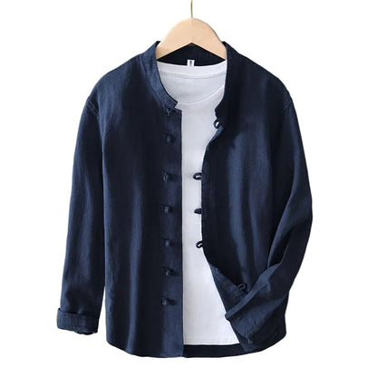 Luca | Tailored Long Sleeve Shirt with Stand Collar