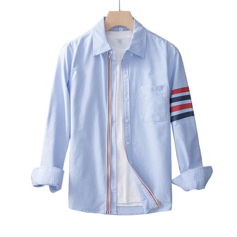 Luca | Striped Long Sleeve Zip-Up Shirt