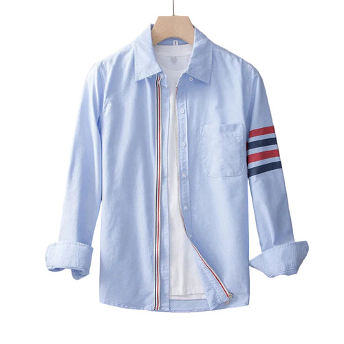Luca | Striped Long Sleeve Zip-Up Shirt