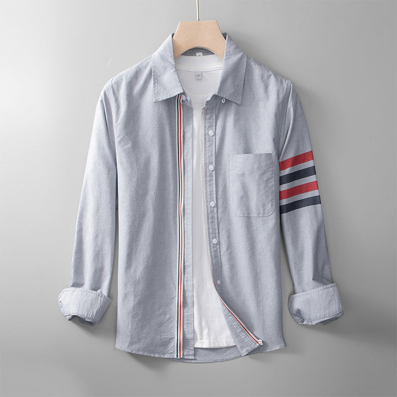 Luca | Striped Long Sleeve Zip-Up Shirt