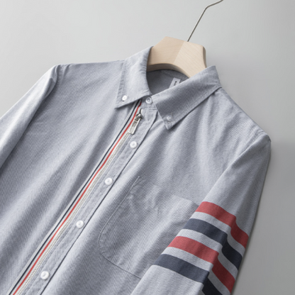 Luca | Striped Long Sleeve Zip-Up Shirt