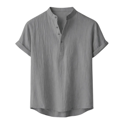 Luca | Mandarin Collar Short Sleeve Shirt