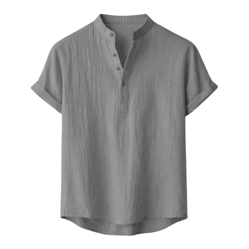 Luca | Mandarin Collar Short Sleeve Shirt