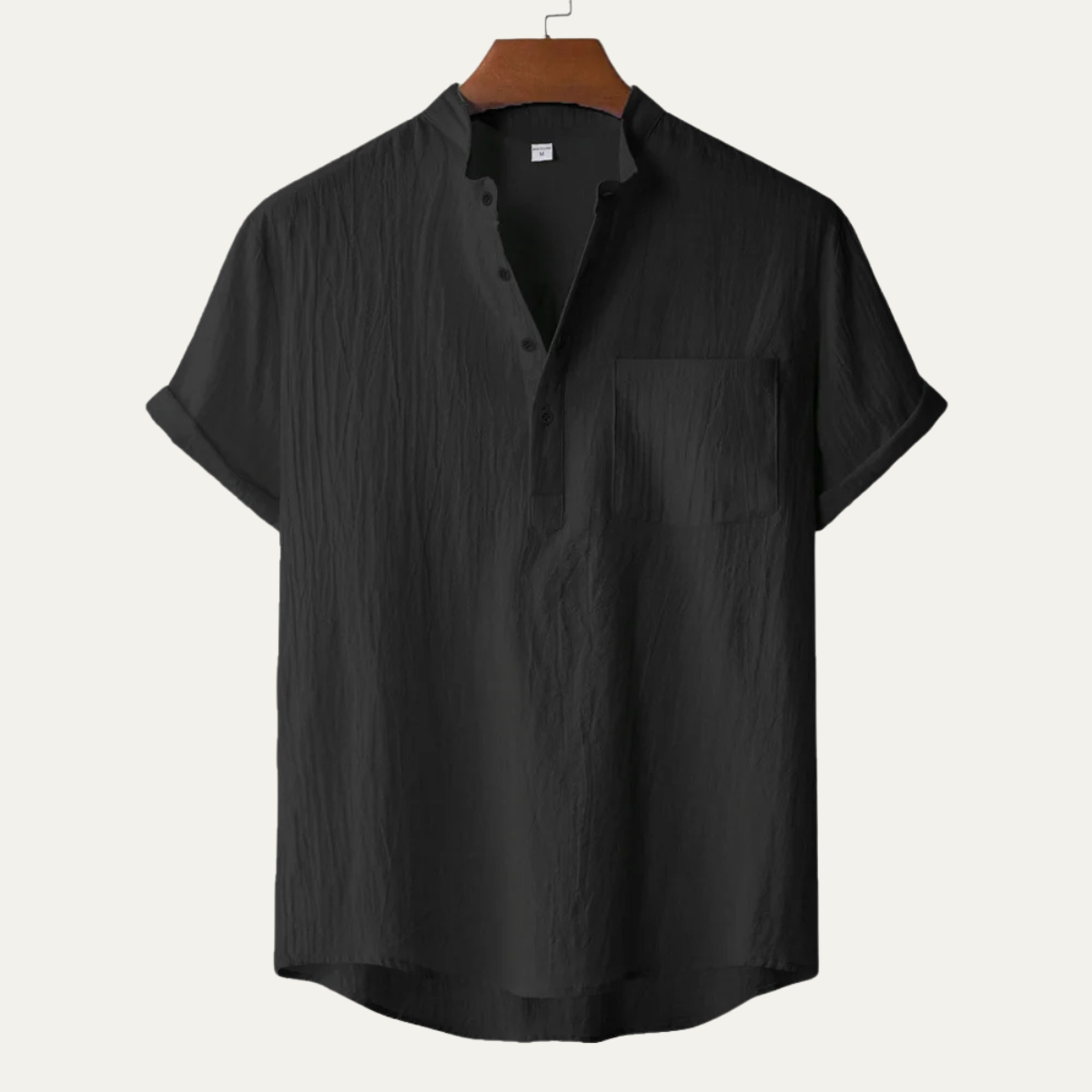 Luca | Mandarin Collar Short Sleeve Shirt