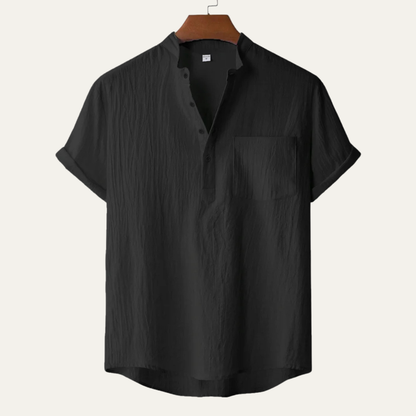 Luca | Mandarin Collar Short Sleeve Shirt