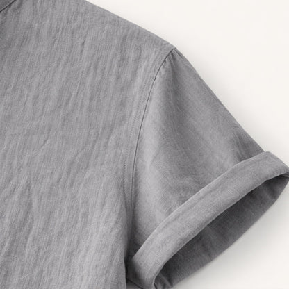 Luca | Mandarin Collar Short Sleeve Shirt