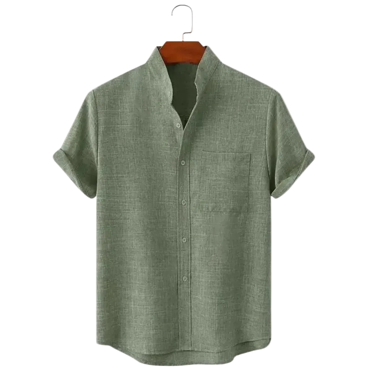 Luca | Mandarin Collar Short Sleeve Shirt