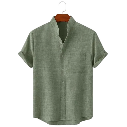 Luca | Mandarin Collar Short Sleeve Shirt