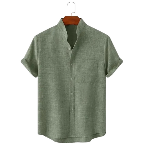 Luca | Mandarin Collar Short Sleeve Shirt