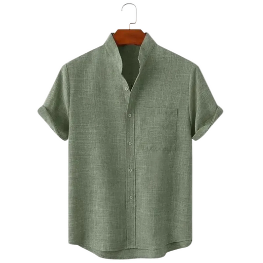 Luca | Mandarin Collar Short Sleeve Shirt
