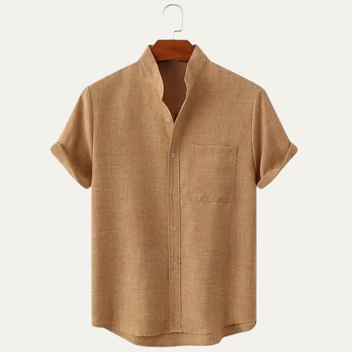 Luca | Mandarin Collar Short Sleeve Shirt