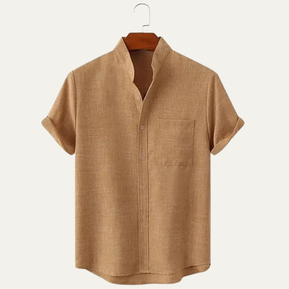 Luca | Mandarin Collar Short Sleeve Shirt